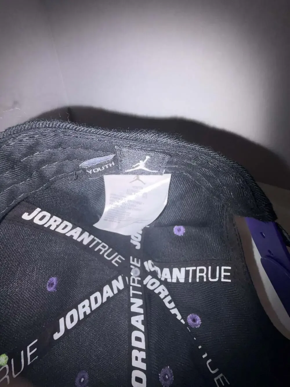 Jordan Brand Jumpman True Youth Adjustable Snapback HatBlack/Purple/Lime Green)